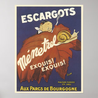 Escargot Mementrel Vintage Ad Poster