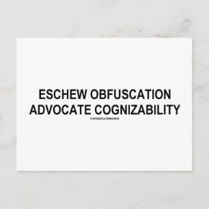 Eschew Obfuscation Advocate Cognizability Oxymoron Postcard