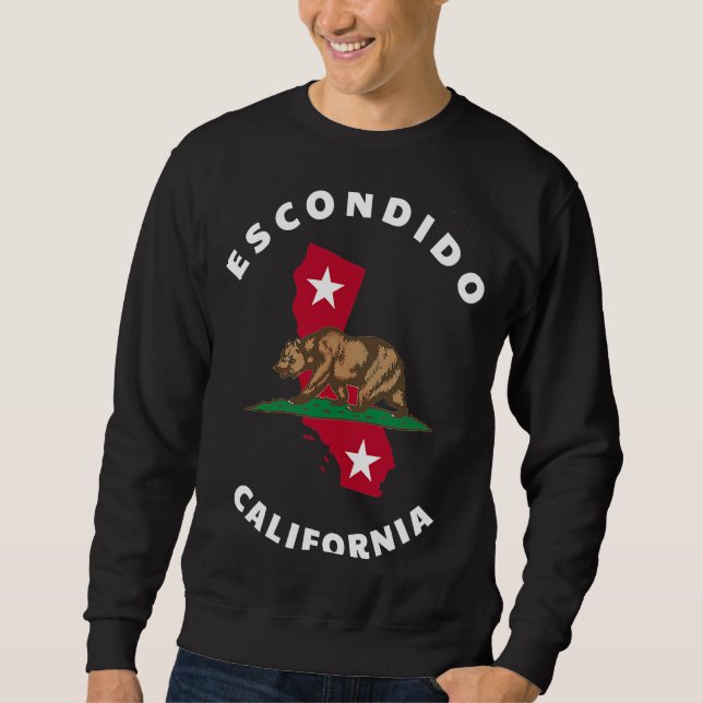 Escondido California CA Flag and Bear Badge Souven Sweatshirt (Front)