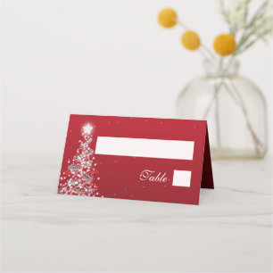 Escort Card Christmas Wedding Silver Red