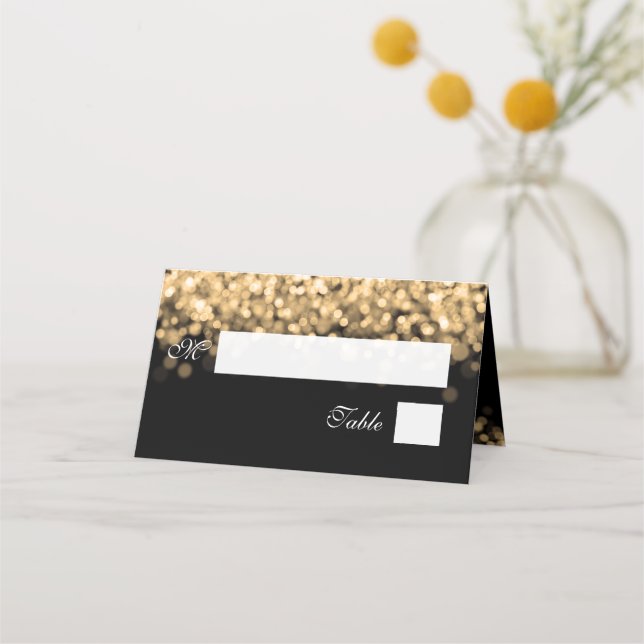 Escort Card Elegant Wedding Gold Lights (Front)