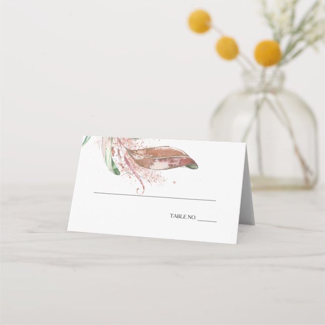 ESCORT CARD | Pastel Watercolor Wispy Foliage (Front)