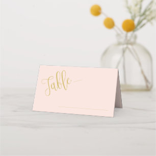 Escort Place Card   Blush & Gold Calligraphy