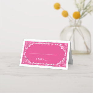 Escort Place Card Fuchsia Papel Picado Pattern