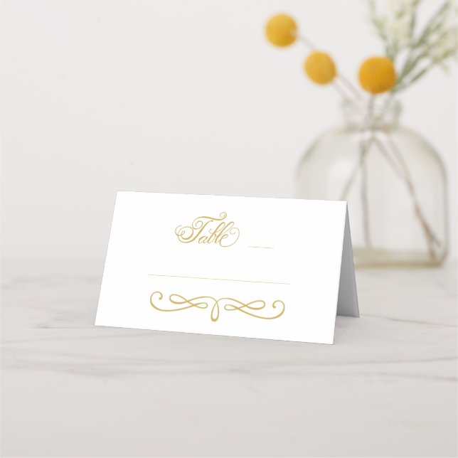 Escort Place Card Gold Calligraphy Script (Front)