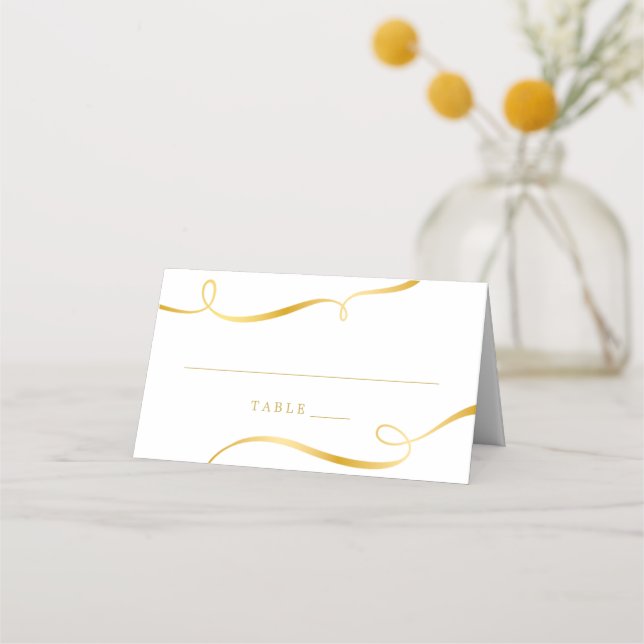 Escort Place Card | Gold Calligraphy Script (Front)