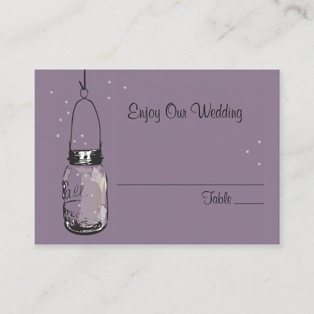 Escort Seating Card Fireflies & Mason Jar (Front)