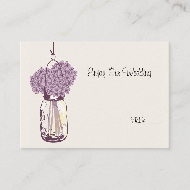Escort Seating Card Hydrangea & Mason Jar (Front)