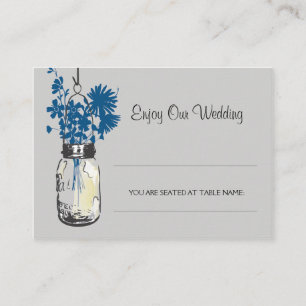 Escort Seating Card Wild Flowers & Mason Jar
