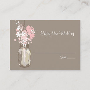 Escort Seating Card Wild Flowers & Mason Jar