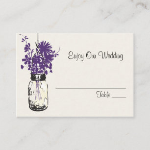 Escort Seating Card Wild Flowers & Mason Jar