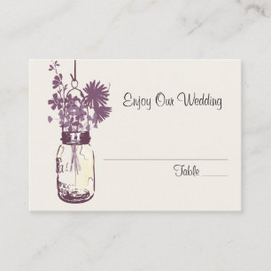 Escort Seating Card Wild Flowers & Mason Jar