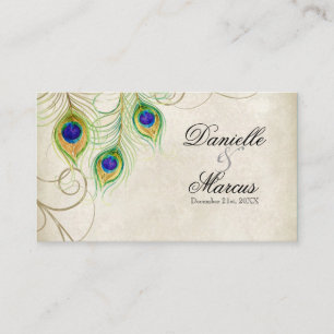 Escort Table Cards - Peacock Feathers Wedding Set