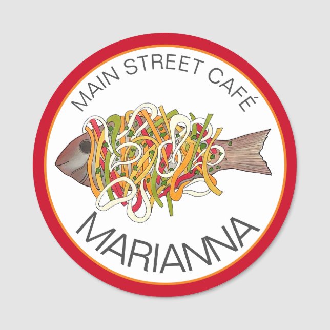 Escovitch Fish Jamaican Caribbean Cuisine Food  Name Tag (Front)