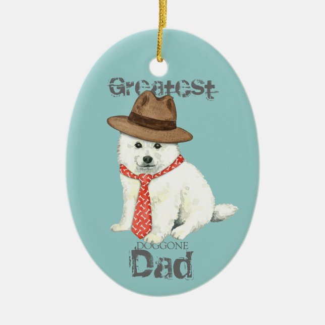 Eskie Dad Ceramic Ornament (Front)