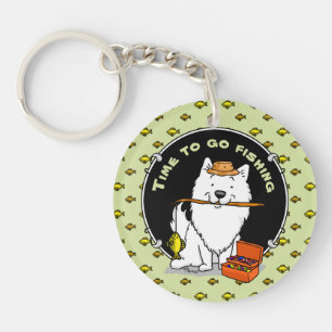 Eskie Fishing American Eskimo Dog - Cute Key Ring