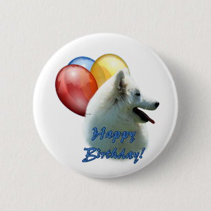 Eskie Happy Birthday Balloon 6 Cm Round Badge