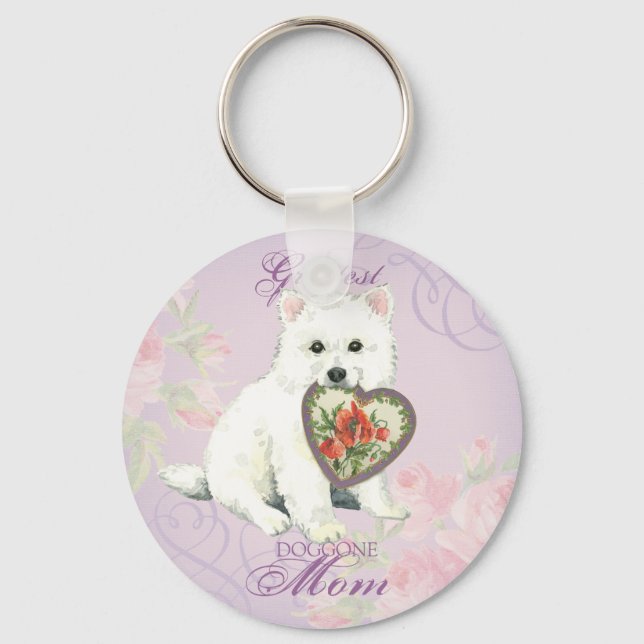 Eskie Heart Mum Key Ring (Front)