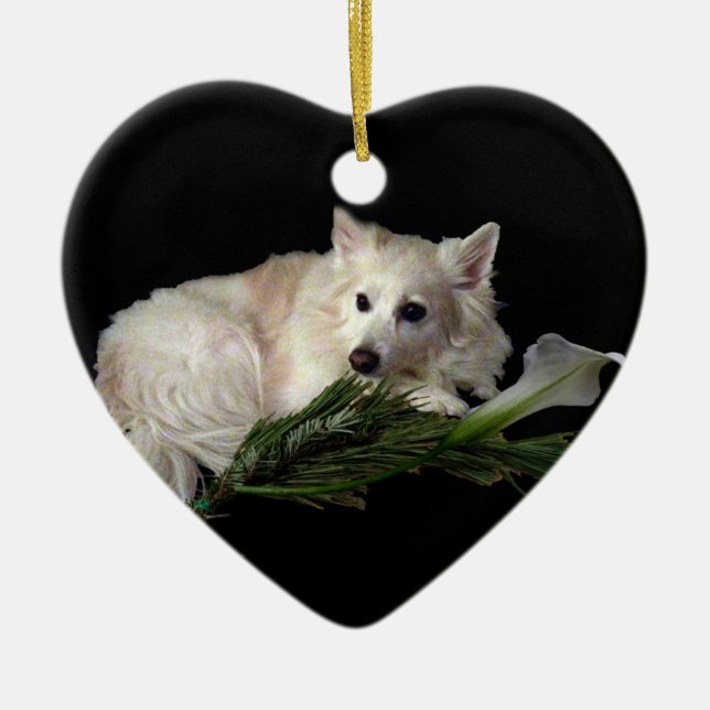 Eskie Heart Ornament (Front)
