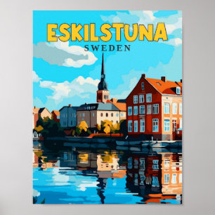 Eskilstuna Sweden vintage travel illustration Poster