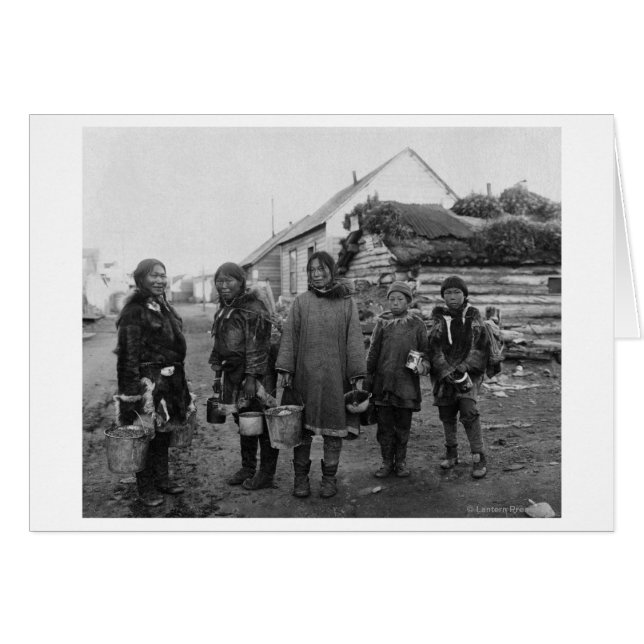 Eskimo Berry Pickers in Nome, Alaska Photograph (Front Horizontal)