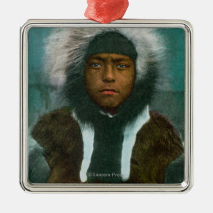 Eskimo Boy named "Menadelook" Metal Tree Decoration