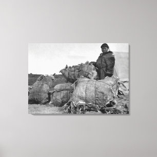 Eskimo Fur Dealer in Nome, Alaska Photograph Canvas Print