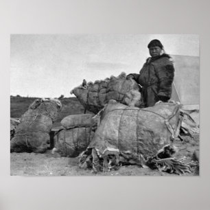 Eskimo Fur Dealer in Nome, Alaska Photograph Poster