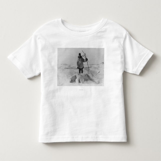 Eskimo Hunter with Polar Bear Photograph Toddler T-Shirt (Front)