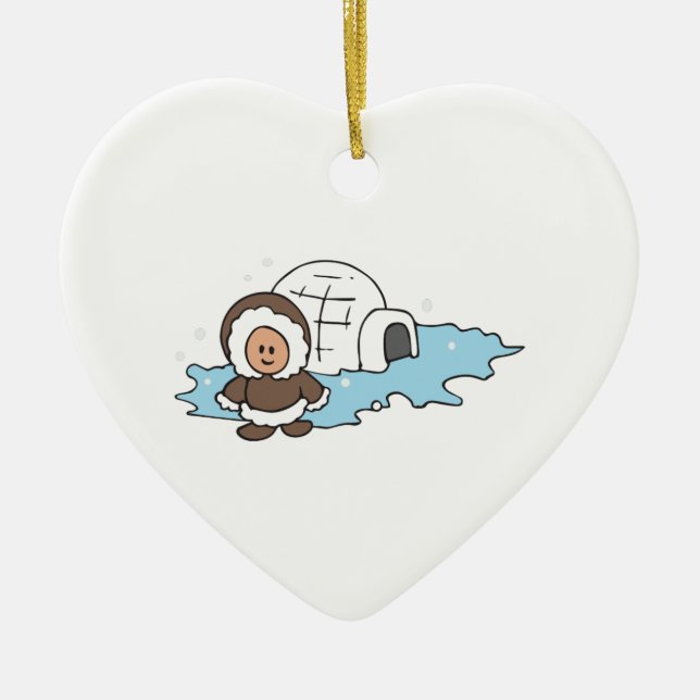 ESKIMO IGLOO CERAMIC TREE DECORATION (Front)