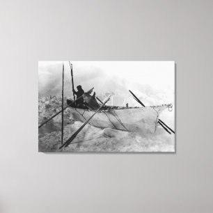 Eskimo in Boat made with Skins called an Omiak Canvas Print