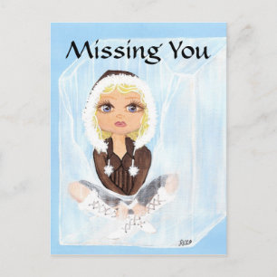 Eskimo in Ice Quantum Cutie Missing You Postcard