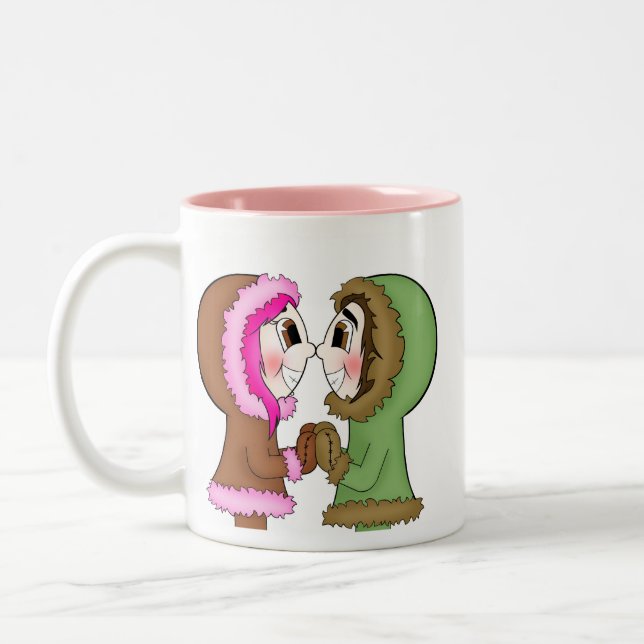 eskimo kisses Two-Tone coffee mug (Left)