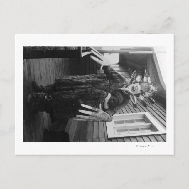 Eskimo Medicine Man and Sick Boy in Alaska Postcard (Front)