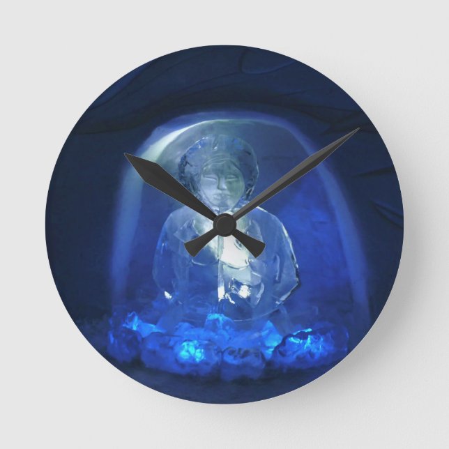 Eskimo Room at Hotel de Glace, Quebec, Canada Round Clock (Front)