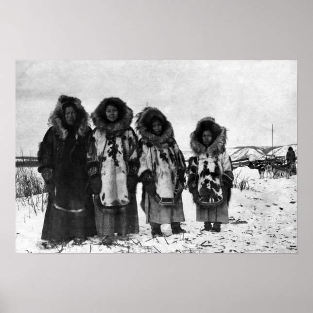 Eskimo Women In Alaska Photograph Poster (Front)