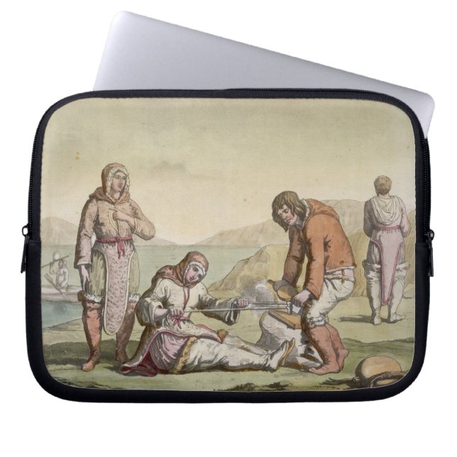 Eskimos, 1817 (colour engraving) laptop sleeve (Front)