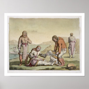 Eskimos, 1817 (colour engraving) poster