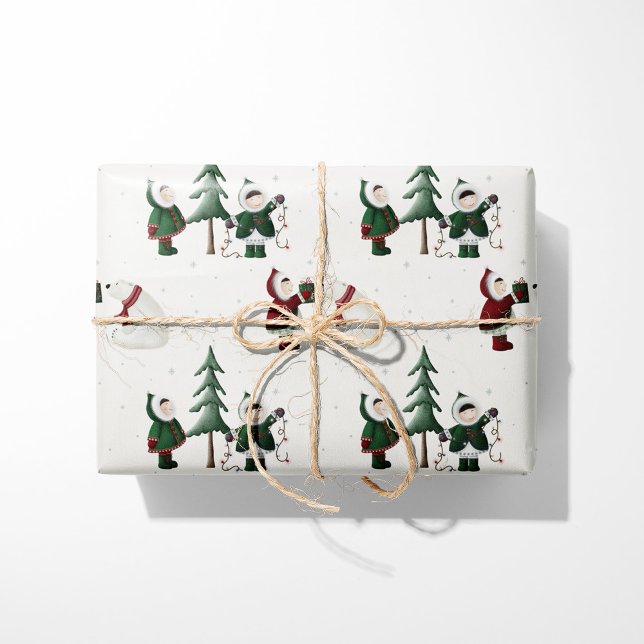 Eskimos & Polar Bears on Cream Wrapping Paper (Creator Uploaded)