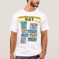 ESL T Shirt Negative Contractions With Not List