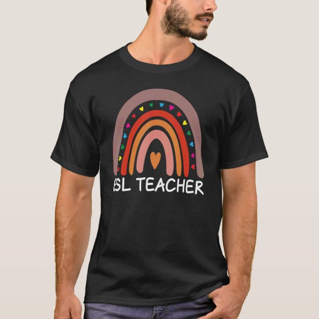ESL Teacher Boho Rainbow Back To School Appreciati T-Shirt (Front)