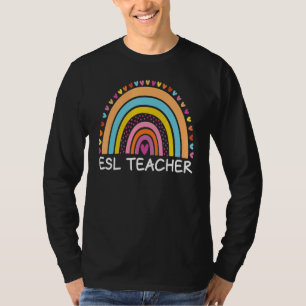 ESL Teacher Boho Rainbow Back To School Appreciati T-Shirt