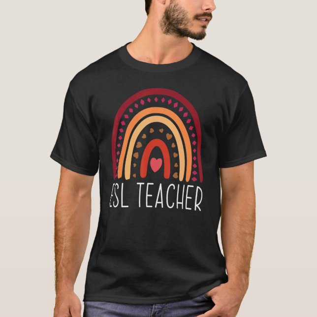 ESL Teacher Boho Rainbow Back To School Appreciati T-Shirt (Front)