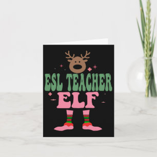 Esl Teacher Elf Xmas Matching Family Group Christm Card
