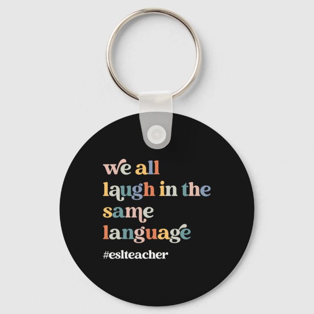 ESL Teacher ESOL Student Cute Retro Back To School Key Ring (Front)