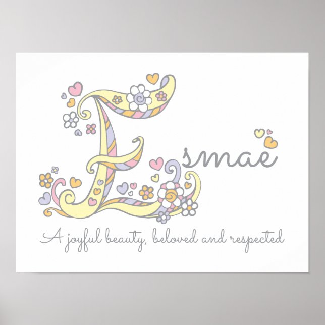 Esmae girls name meaning letter E poster (Front)