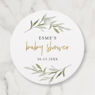 ESME Bohemian Greenery & Gold Baby Shower Favour Tags