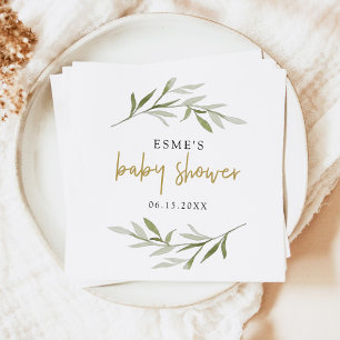 ESME Bohemian Greenery & Gold Baby Shower Napkin