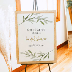 ESME Bohemian Greenery Gold Bridal Shower Welcome Poster