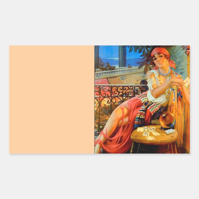 Esme, vintage fortune teller rectangular sticker (Front)